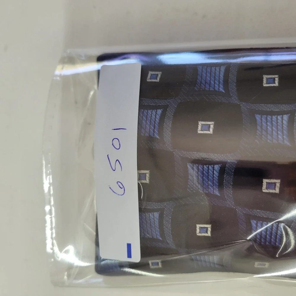 Roberto Villini Couture Men's Black Blue Geometric Silk Tie 62.5